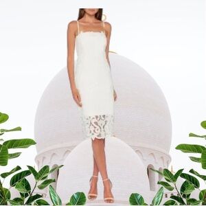 Bardot Lina Crochet Lace Midi Sheath Party Dress In White Sz. 12 Romantic